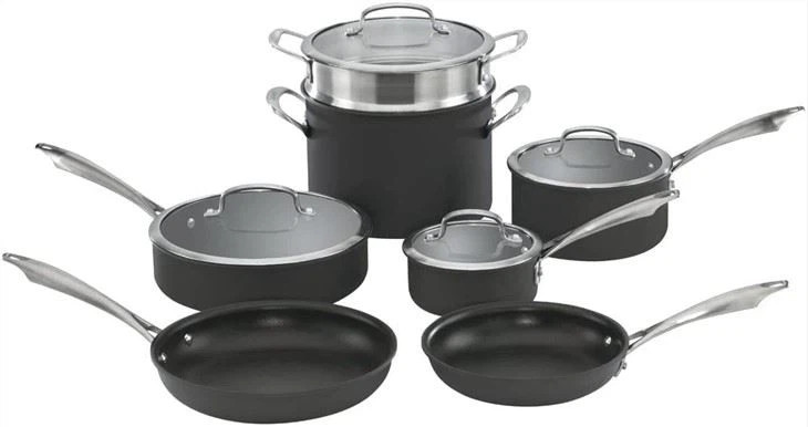 Cuisinart阳极氧化11件套餐具洗碗机安全硬，黑色