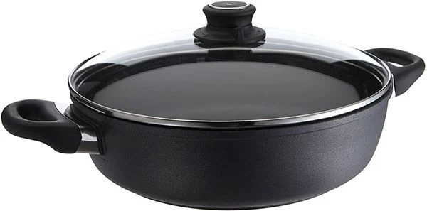 带盖钻石酱汁-3.5升（3.7 QT）28厘米（11英寸），不粘锅，黑色